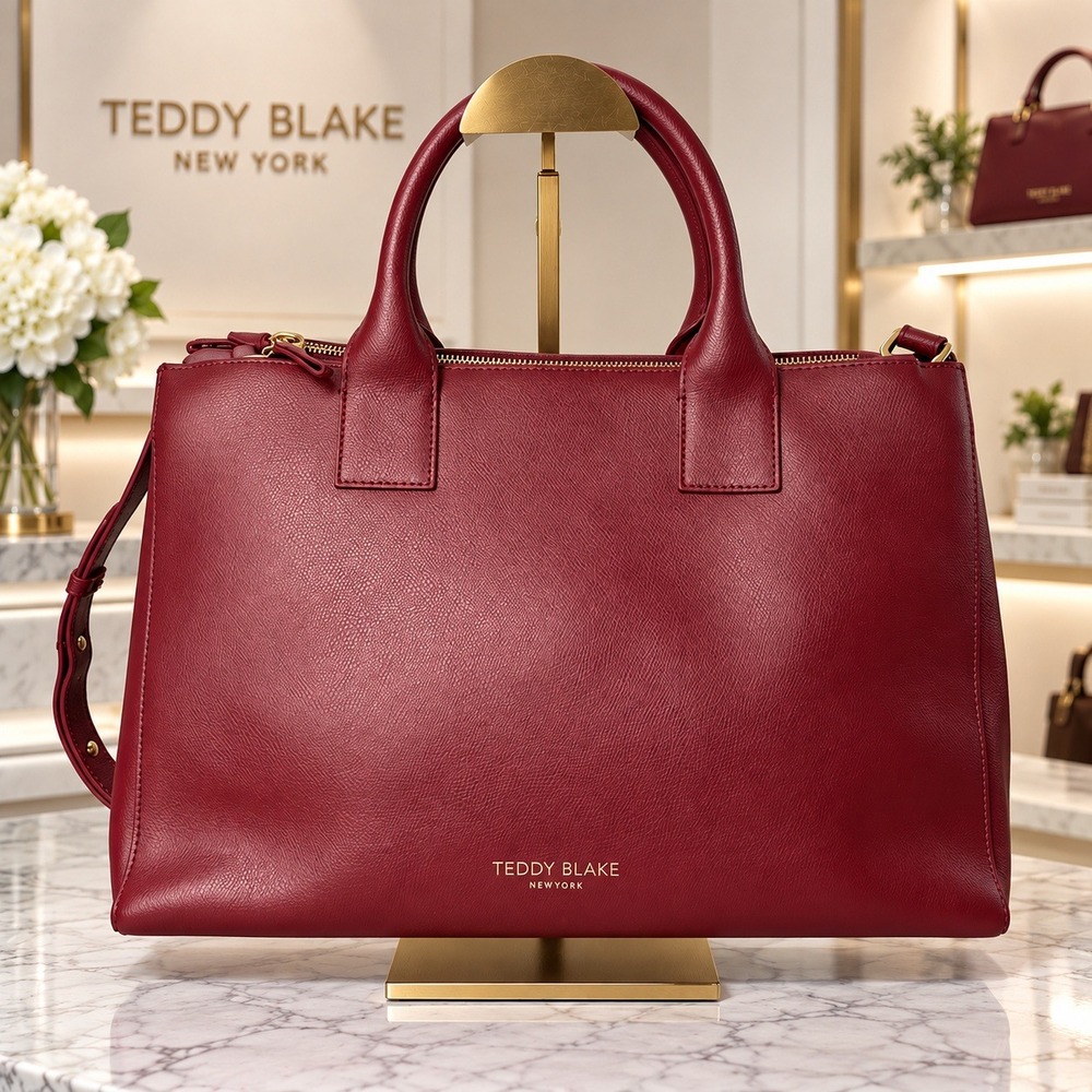 Teddy Blake Bella Vitello Burgundy Red Italian Leather Satchel Handbag